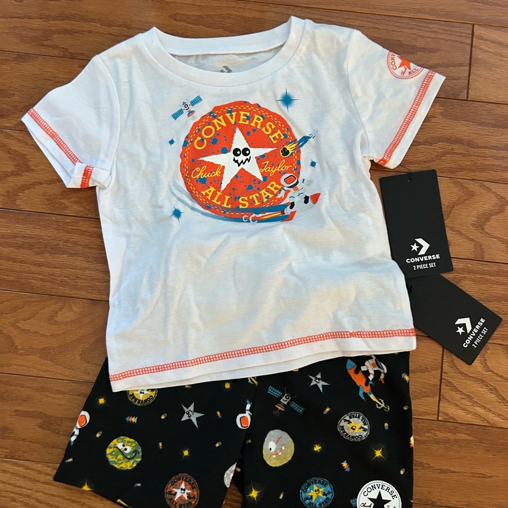 Converse Kids Set - White and Black with Orange Accents
